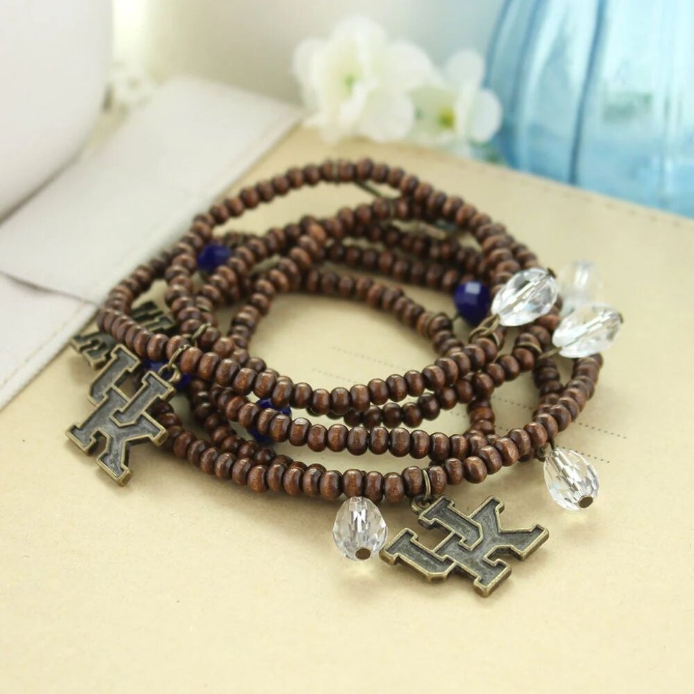University of Kentucky UK Wildcats BRACELET or NECKLACE Wood Bead Stretch NWT